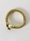 Bracciale vintage in metallo dorato con perla onice nero e cristalli