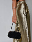 Borsa da sera vintage Art Déco in crochet  nero con montatura in metallo argentato