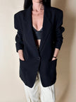 Blazer vintage oversize in rasato di lana nero Dani-Clear