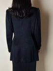 Blazer vintage State of Claude Montana in tessuto jacquard nero bacchettato
