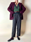 Pantalone Yves Saint Laurent a vita alta con pince alla francese in lana verde cacciatore