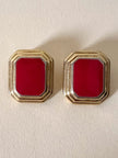 Clip ottagonali in metallo oro e smalto rosso