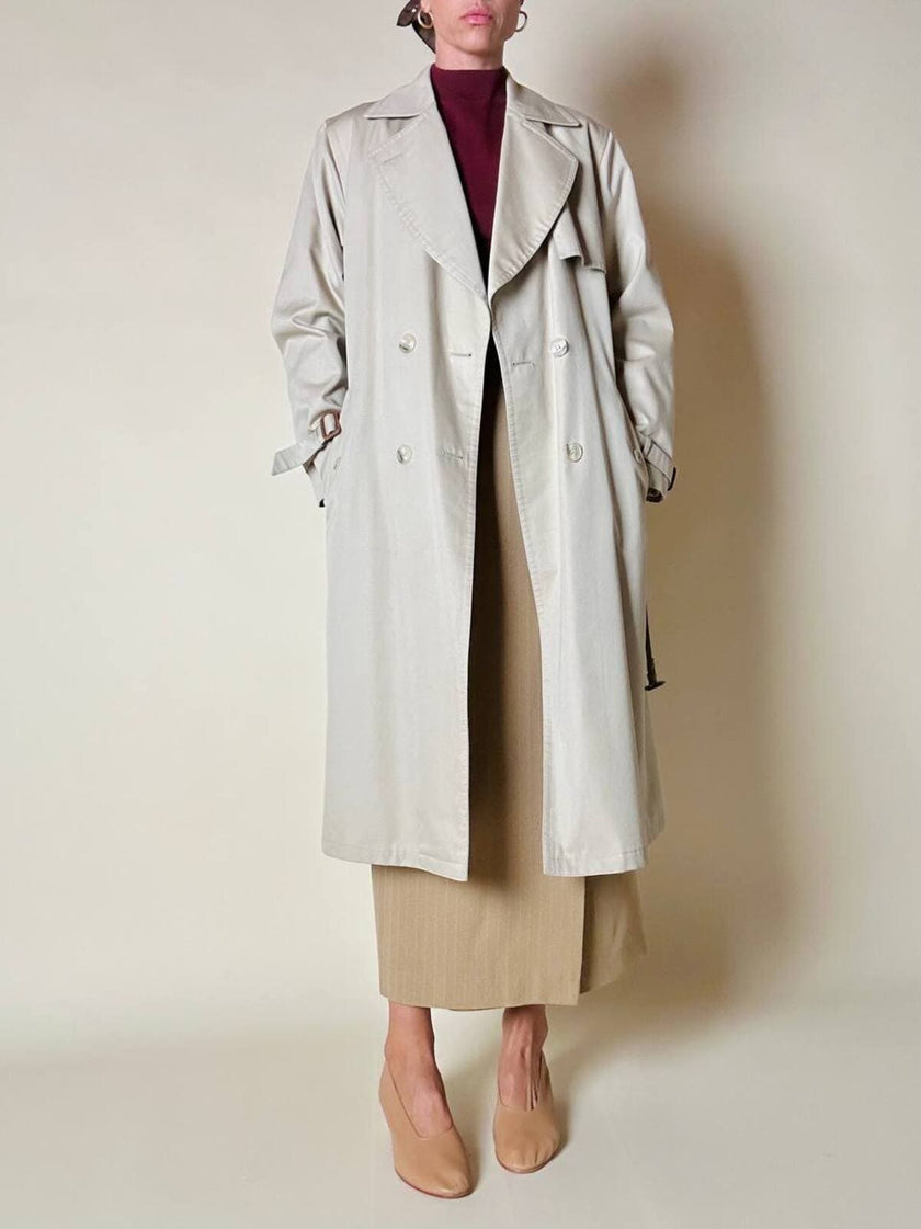 Trench in gabardine color corda con interno in lana rimovibile “Hazard”