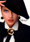Spilla vintage modernista Monet spazzolato con maxi fiocco nero in raso di seta