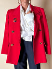 Spilla Yves Saint Laurent a forma di salvagente in metallo oro e smalto rosso e blu