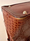 Maxi borsa in pelle stampa coccodrillo color cuoio
