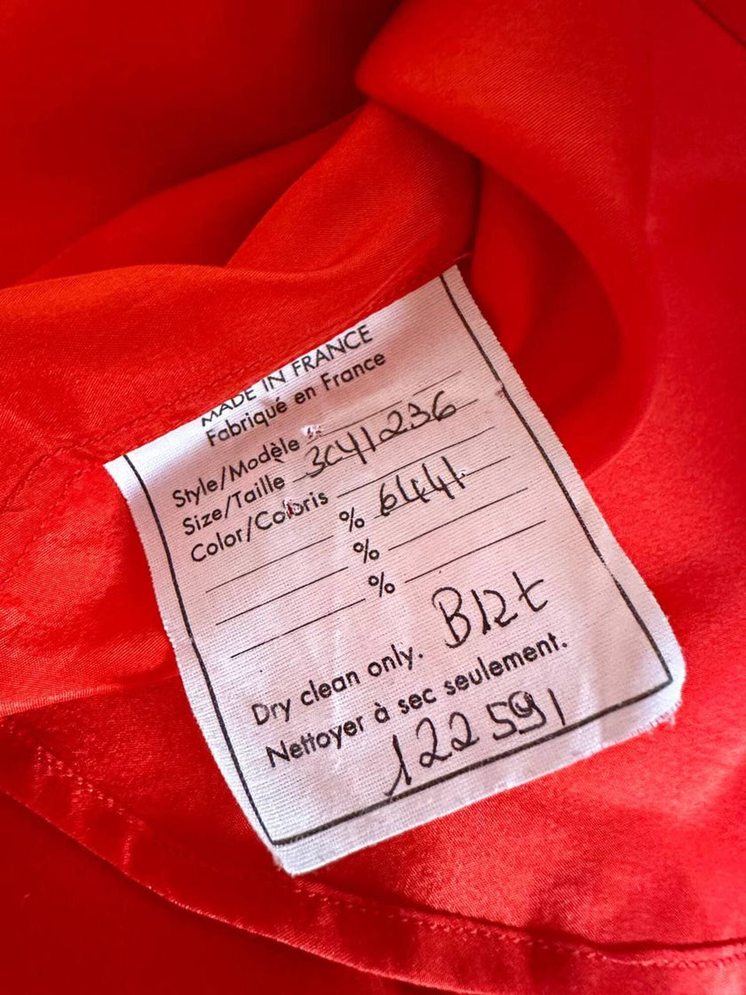 Camicia Yves Saint Laurent in pura seta rosso aragosta con pettorina