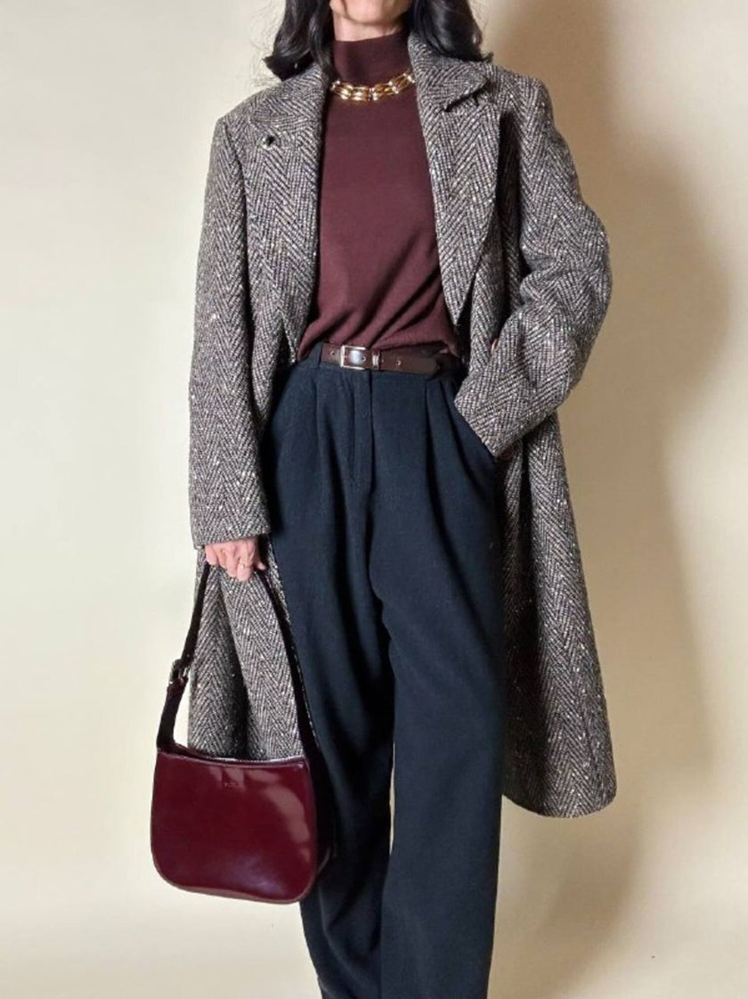 Cappotto Elena Miròin lana boutonné con motivo spinato