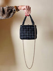 Mini bag in tessuto intrecciato con riporti in pelle