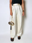 Vintage cream sequin-embroidered palazzo pants