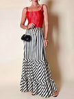 Gonna lunga Sportmax vintage in cotone jacquard a righe nere