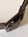 Cintura vintage Yves Saint Laurent in pelle marrone con maxi fibbia in resina