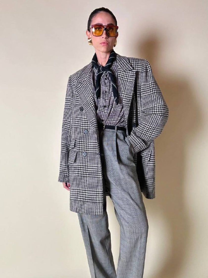 Blazer doppiopetto in lana principe di Galles “Yves Saint Laurent”