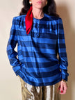 Camicia a righe in raso di seta blu Cina “Valentino Garavani”
