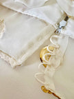 Mini dress bianco con inserti di organza ricamati in paillettes “Luis Mari”