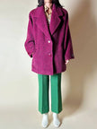 Capottino vintage spinato in tweed di lana e mohair magenta e prugna