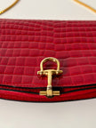 Borsa vintage in vernice rossa stampa coccodrillo con tracolla a catena dorata
