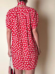 Mini abito rosso in seta jacquard a pois con fusciacca in coordinato “Fendi”