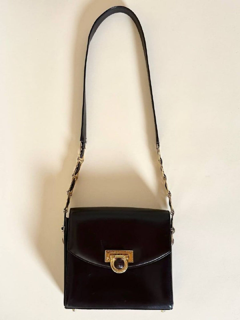 Borsa Gianni Versace vintage in pelle testa di moro con iconica Medusa