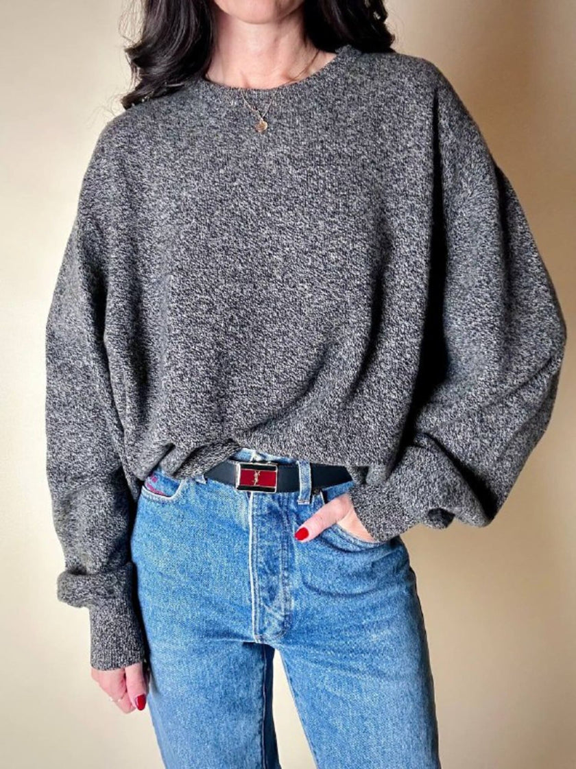 Maglione vintage Ballantyne modello oversize in lana grigio mélange
