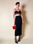 Gonna vintage Gai Mattiolo Couture modello a tubino in crèpe nero