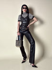 Pantalone vintage Gucci modello a sigaretta in pelle nera