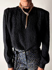 Blusa vintage Valentino Miss V in seta nera goffrata