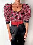 Blusa vintage Yves Saint Laurent fantasia Arlecchino con maniche a palloncino