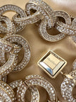 Collier a maxi maglie di catena argento con strass incastonati “Max Mara”