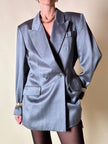 Blazer doppiopetto in rasato di lana grigio “Yves Saint Laurent”