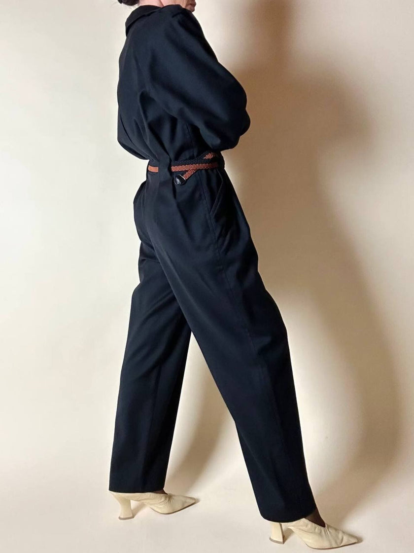 Jumpsuit vintage Yves Saint Laurent in lana nera