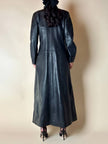 Cappotto lungo in pelle nera