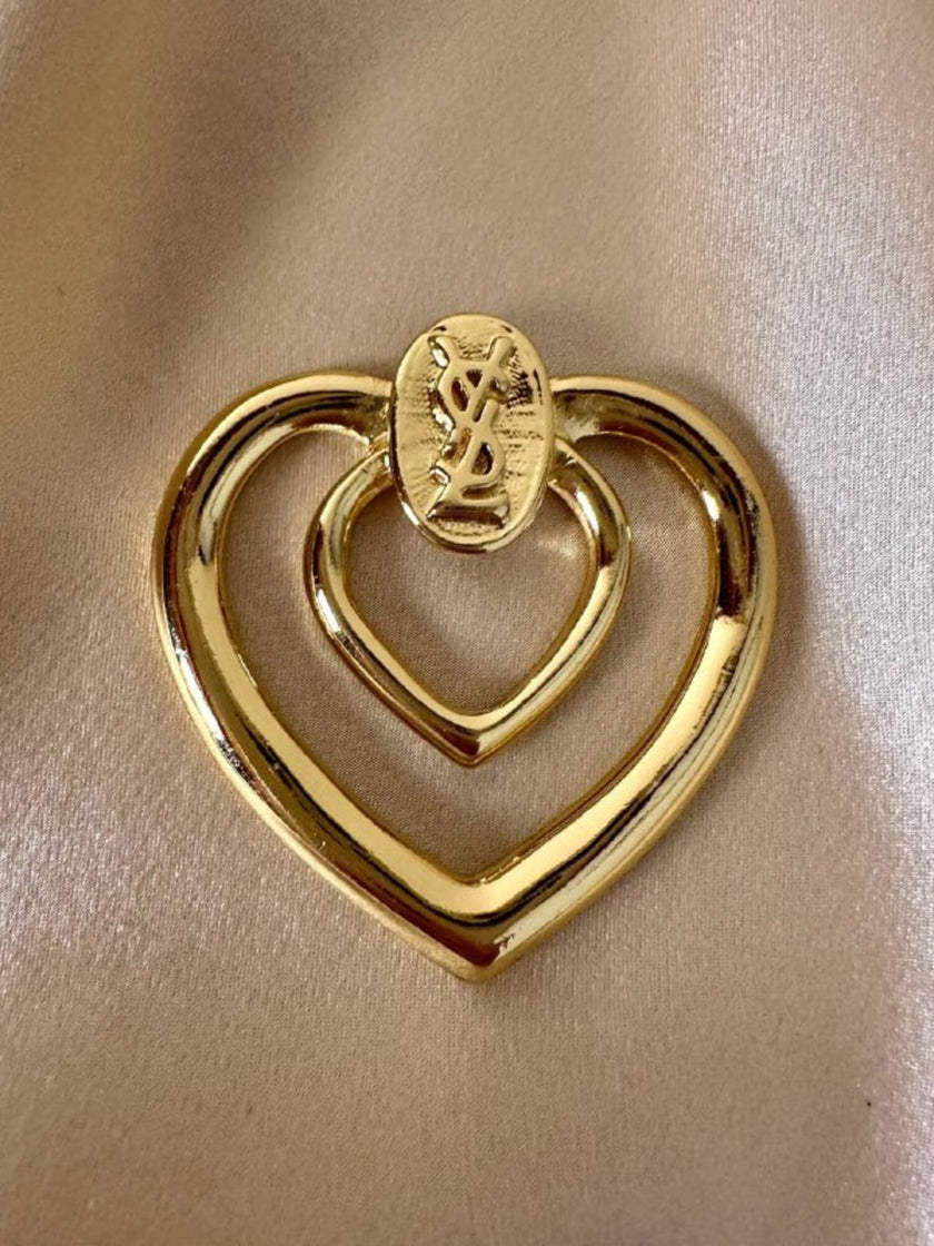 Ferma foulard dorato a forma di cuore “Yves Saint Laurent”