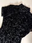Abito qipao vintage in velluto di seta dévoré con alamari