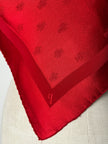 Foulard vintage in seta jacquard rosso con motivi ornamentali