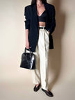 Blazer vintage oversize in rasato di lana nero Dani-Clear