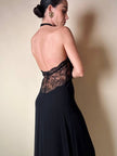 Slip dress vintage La Perla in seta nera e pizzo