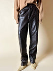 Pantalone vintage in pelle testa di moro
