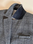 Cappotto Masscob in lana Principe di Galles con maniche spinate e finiture in pelle nera