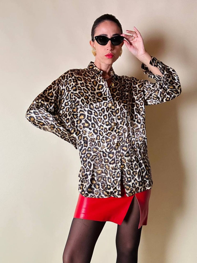 Camicia leopardata con bottoni dorati  “Nara Camicie”
