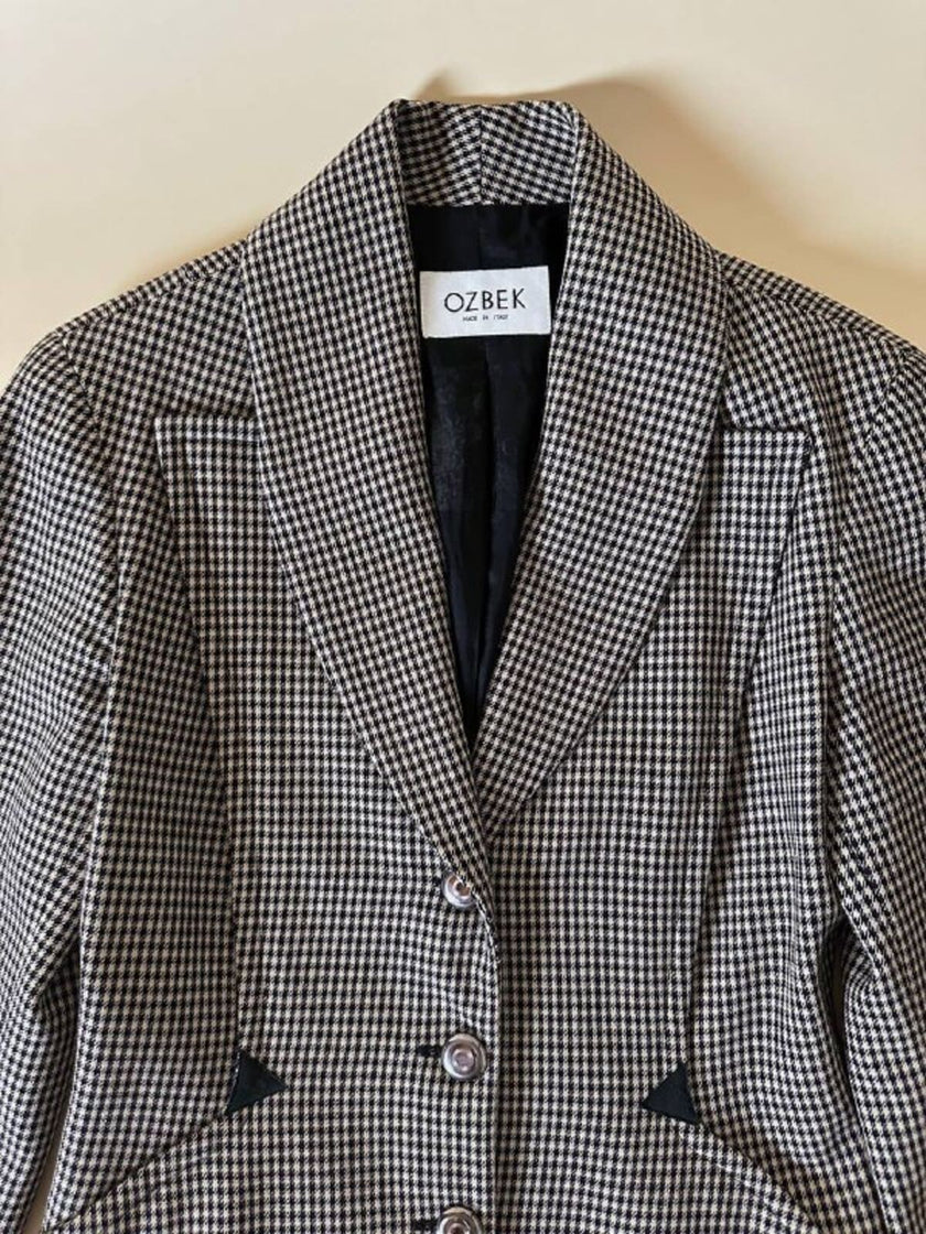 Blazer sciancrato in lana pied de poule “Rifat Ozbek”