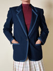 Blazer in lana blu con profili in gros grain “Gibò Firenze”