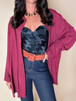 Camicia oversize Fuoriskema in viscosa jacquard color vinaccia