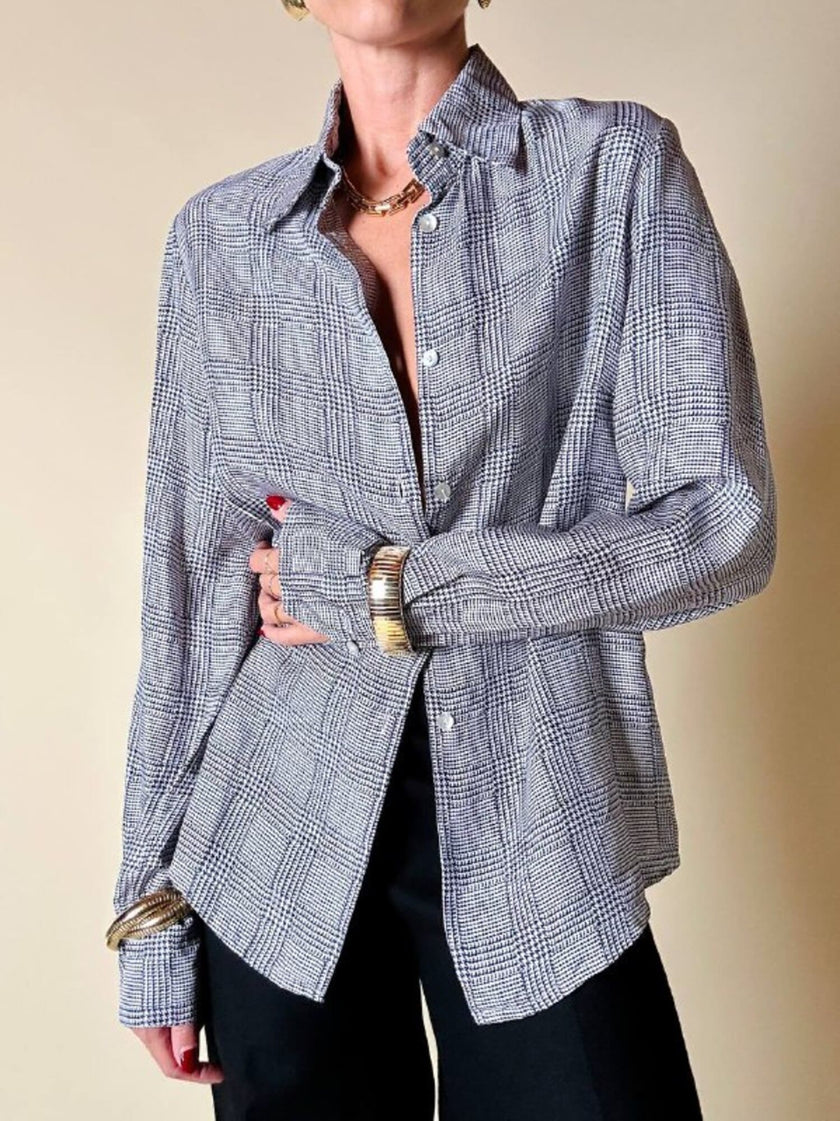 Camicia in pura seta fantasia principe di Galles “Misstwidd”