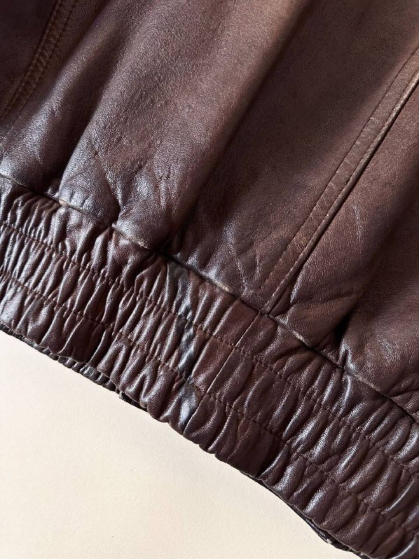 Bomber aviator in pelle color cioccolato “Laps”