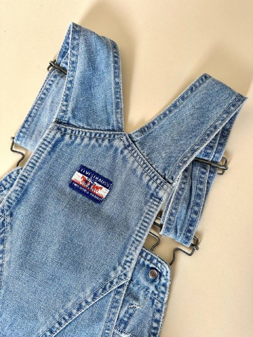 Salopette vintage Levi Strauss orange tab in denim chiaro slavato