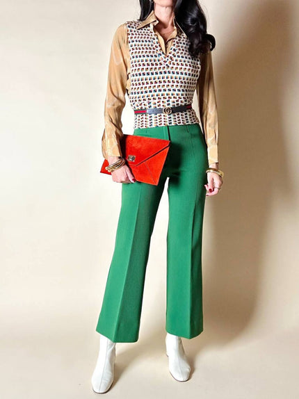 Gilet vintage Missoni in lana operata color panna fantasia multicolore