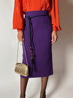 Gonna longuette Letizia De Meo in maglia viola a coste