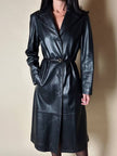 Cappotto/Robe Manteau vintage in pelle nera con spacco posteriore The Bomb