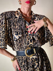 Chemisier vintage leopardato in tessuto micro plissé Henriette